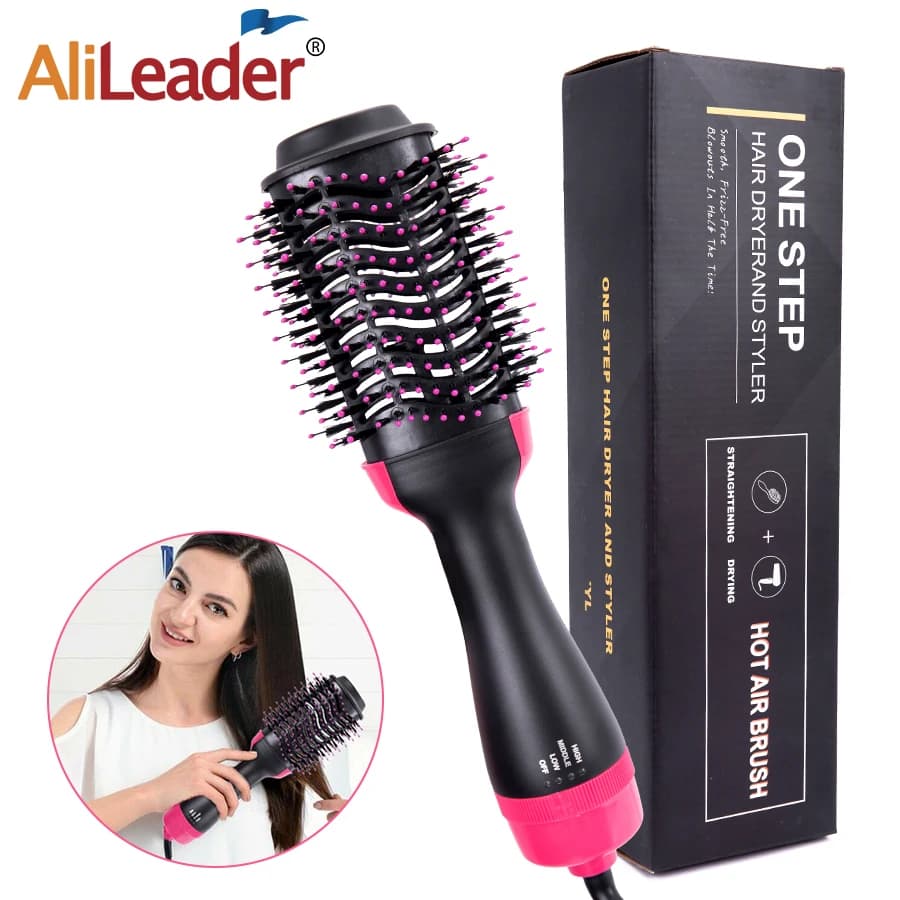 Hairdryer 3 in 1 Hot Air Brush Styler and volumizing Hair Plate in one step Bigodino Brush for Electric Hairdryer Wet and Dry Use
