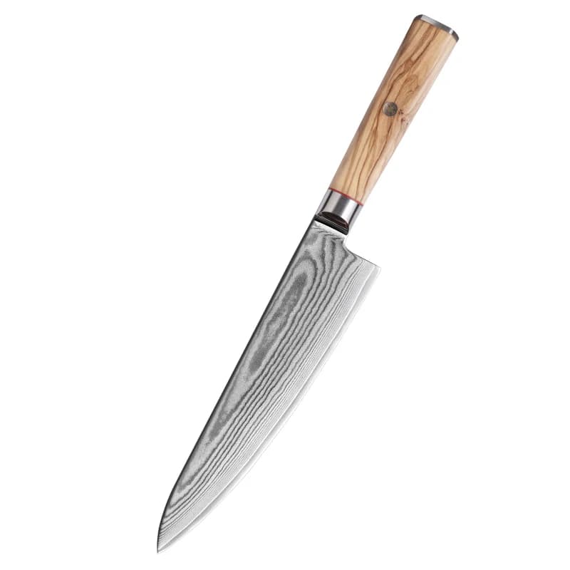 Chef knife 8 inch 73 layers Damascus VG10 Stainless steel blade Hexagonal handle for olive Mannaia chef to slice meat Cooking knife for vegetables