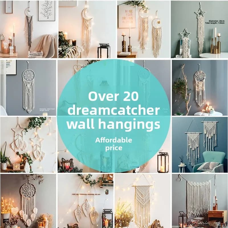 Nordic Style Handwoven Dream Catcher Wall Hanging Tapestry Bohemian Living Room Decorative Cotton Fabric Photography Props