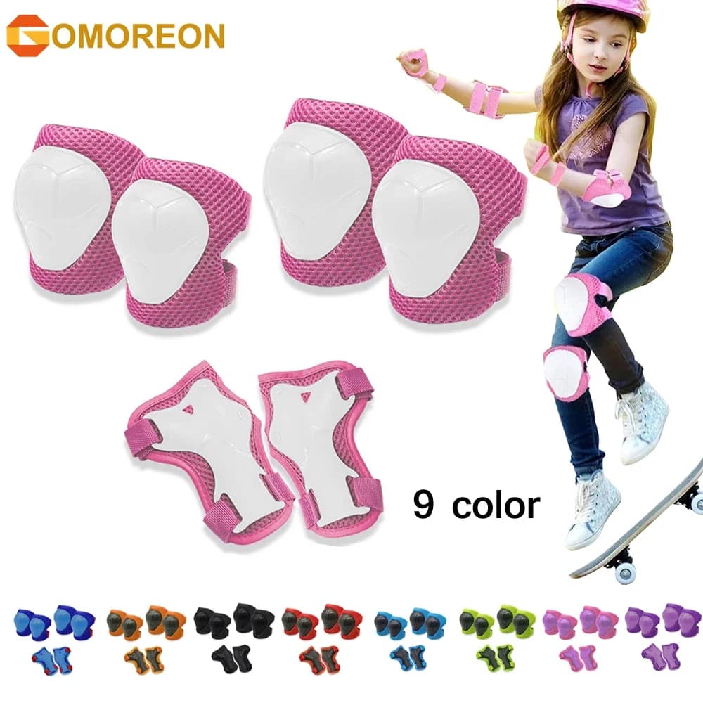 GOMOREON 6 pz/set bambini ginocchiere gomitiere protezioni da polso equipaggiamento protettivo Set per mountain bike, equitazione, ciclismo Scooter, Skateboard