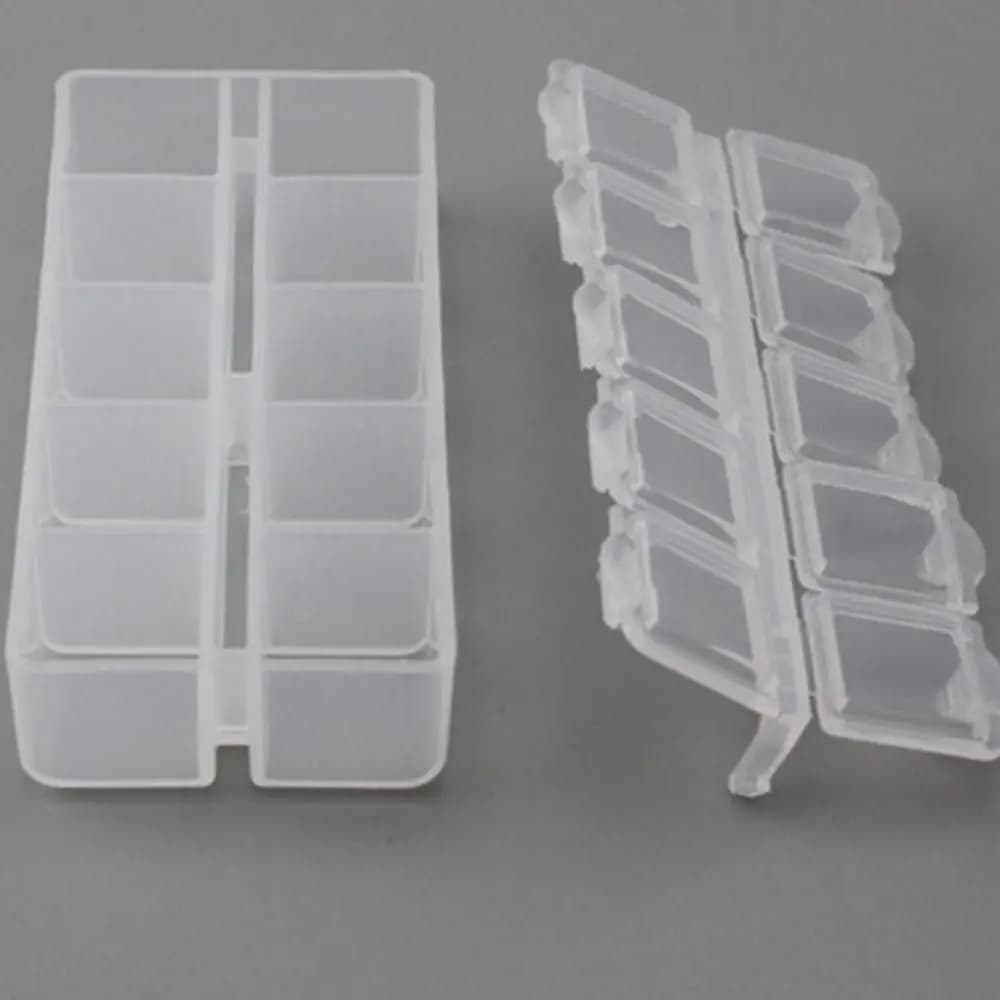 Fishing Tackles Transparent Bead Organizer Pink Plastic 10 Grid Square Box Rectangle Plastic Box Organizer Storage