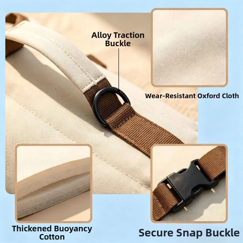 High Flotation Dog Life Jacket Breathable Fabric Waterproof Material Puppy Swimming Vest Adjustable Straps Chin Rest Design