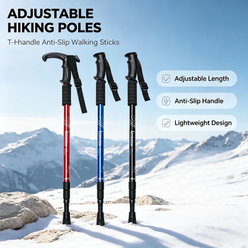 Retractable Aluminum Alloy Trekking Poles Adjustable Trekking Poles Outdoor Travel Trekking Elderly Climbing Trekking Poles