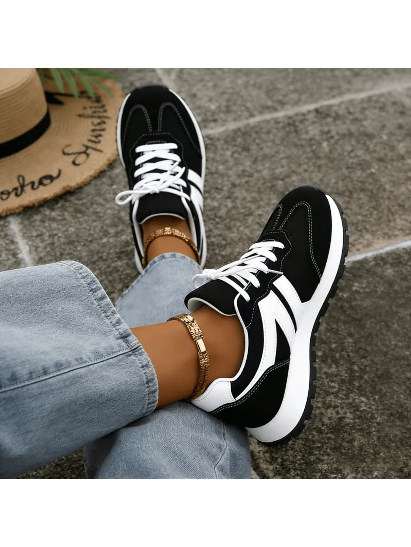 Scarpe da ginnastica da donna con lacci bassi, tinta unita, punta semplice, casual, per sport all'aria aperta