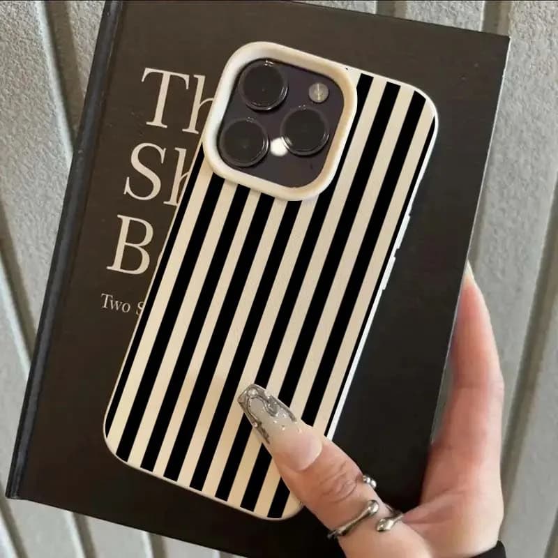 Minimalist INS Phone Case Colorful Striped iPhone 16 Pro Max XS XR 11 13 12 14 15 Plus 16E Shockproof Cover