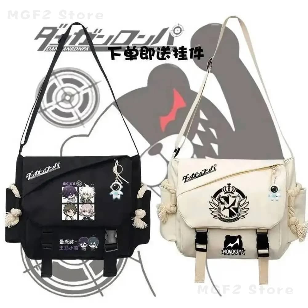 Game Danganronpa V3 Kyouko Kirigiri Monokuma Messenger Canvas bag Cosplay Student Travel Shoulder Bag Casual Bag Xmas Gifts