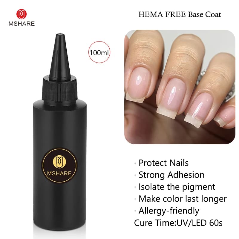 MSHARE Hema TPO Base libera per unghie in gel Base Coat No Wipe Top Coat Smalto per unghie Prodotto Uv Led Opaco Semi permanente Soak Off Rfill 10