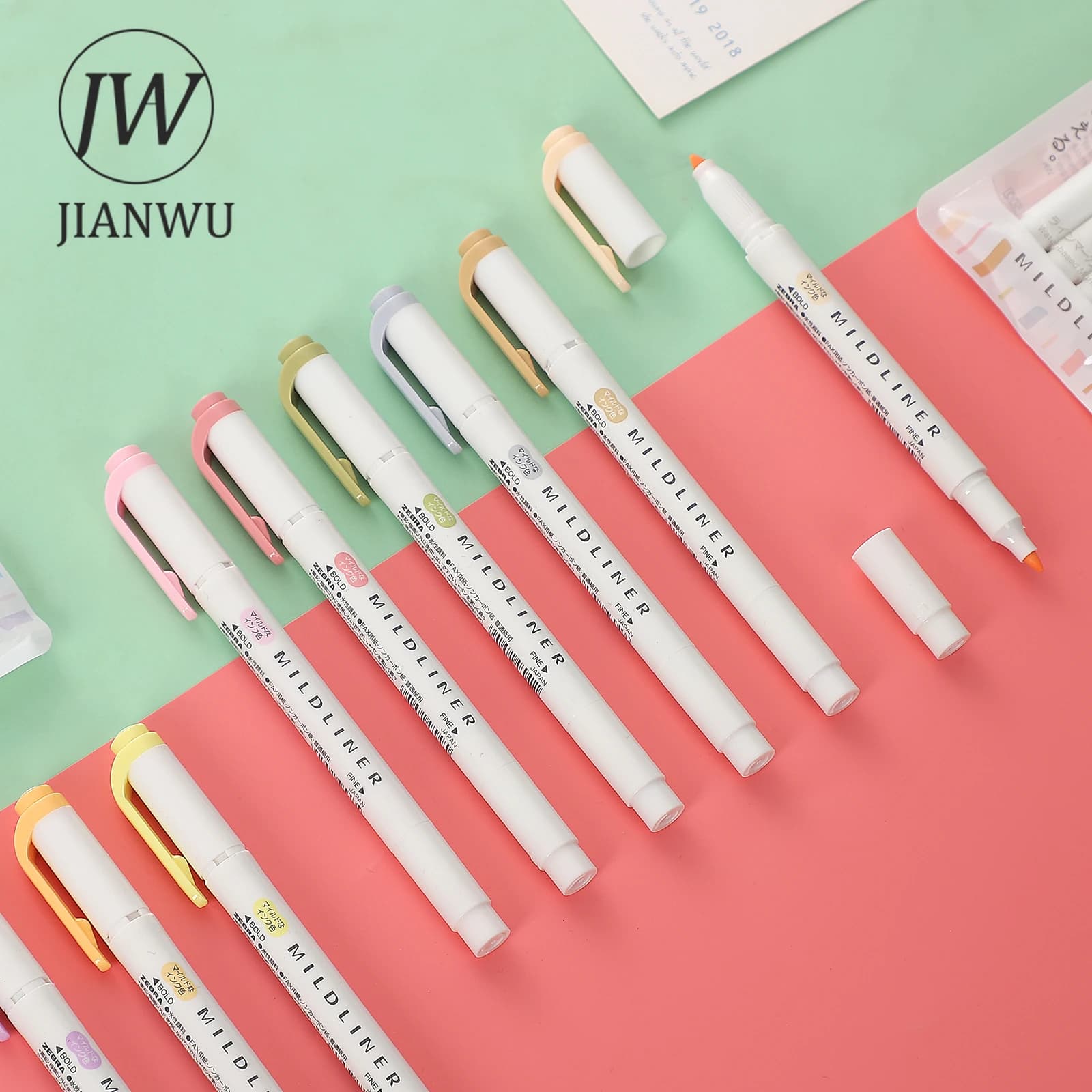 JIANWU 1 Pz Zebra Mildliner Evidenziatori a doppia estremità Morbido Studente Scrittura Disegno Pennarelli Kawaii Forniture di cancelleria