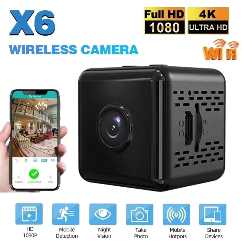 Mini Telecamera WiFi 1080P con Visione Notturna a Infrarossi e Rilevamento del Movimento, Visualizzazione Remota, Registratore Video e Vocale per Uso Domestico