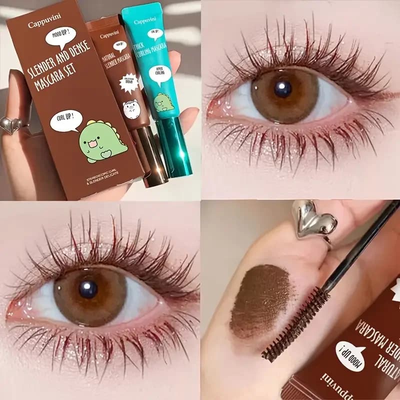 Set mascara snellente e volumizzante - Set mascara marrone e nero, mascara per trucco ciglia anti-arricciatura impermeabile e duraturo