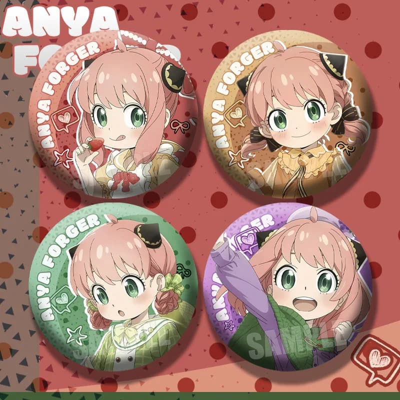 58mm Spy×Family Double Flash Holographic Badge Character Tin Pin Badge Cartoon Collectible Button Badge Backpack Accessories