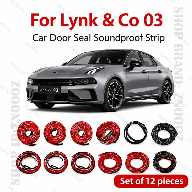 Car Door Seal Strip Rubber Double Layer Soundproof Dustproof Waterproof Door Weatherstrip 12PCS Set For Lynk & co 03
