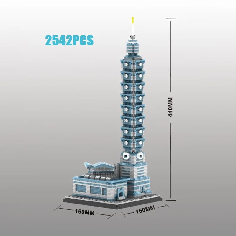 Nanobrick Architettura moderna di fama mondiale Micro blocchi Taipei 101 Edificio Centro finanziario Cina Taiwan Modello Mattone Giocattolo Regali