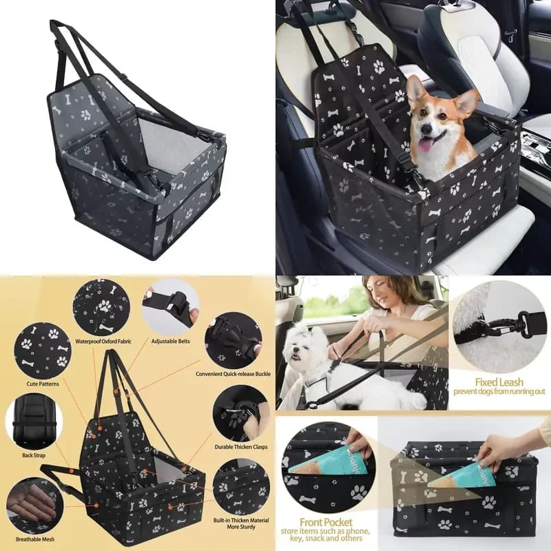 Foldable Dog Car Booster Seat Oxford Waterproof Pet Travel Carrier for Small Dogs and Cats