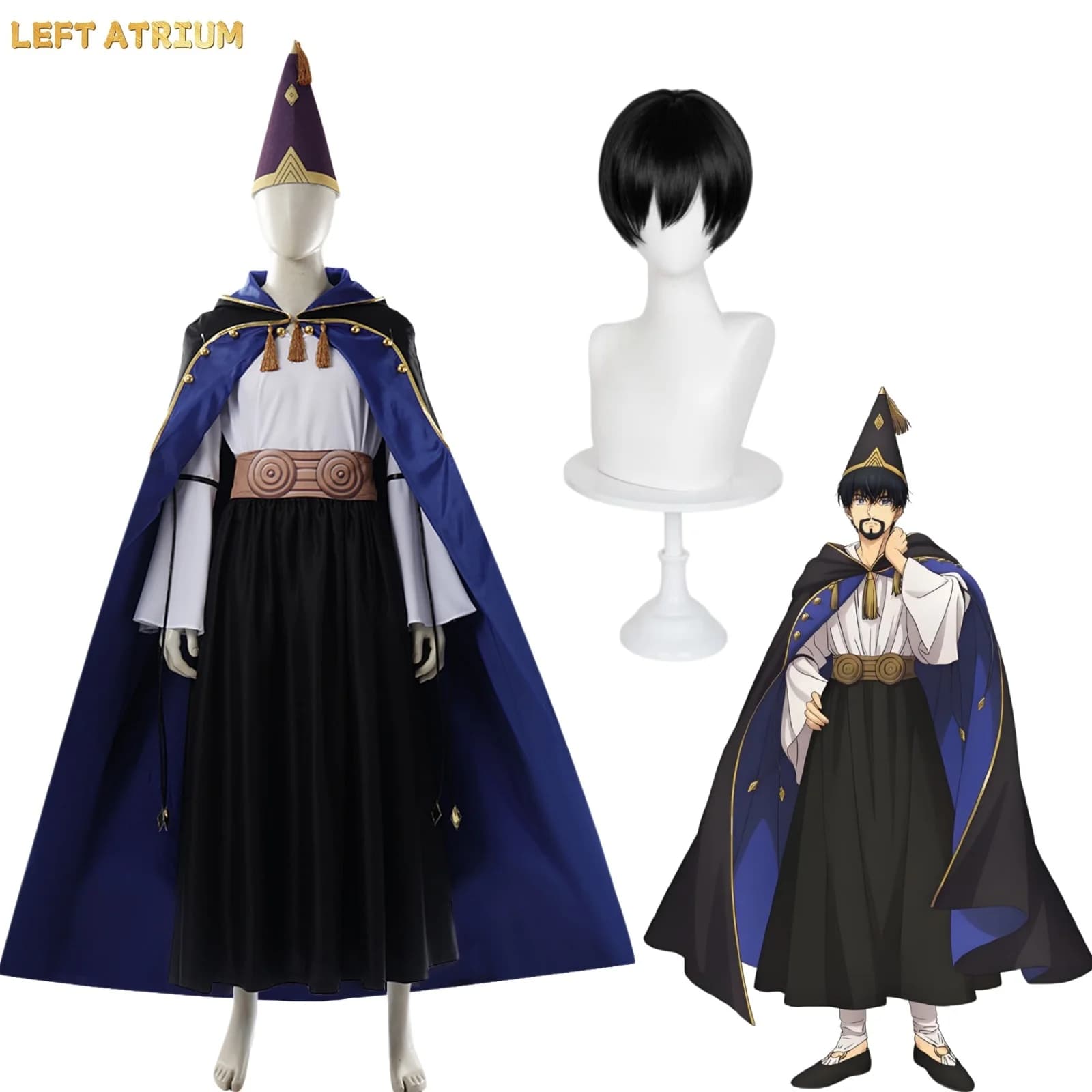Costume Cosplay Watchful Eye Olruggio Set Completo con Cappello da Strega, Mantello Atelier Oruggio, Abbigliamento da Mago per Uomo, Halloween e Carnevale