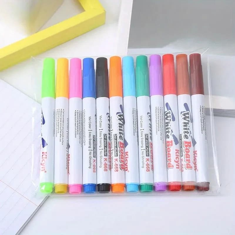 Set di pennarelli per lavagna da 8/12 pezzi, penne a gesso liquido colorato cancellabili, scrittura per ufficio scolastico, pittura stazionaria, fornitori artistici