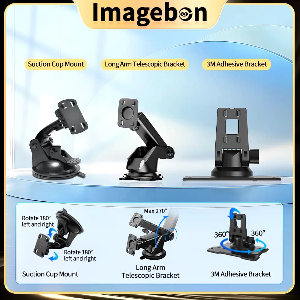 Supporto per DVR per auto Imagebon, supporto telescopico a ventosa con braccio lungo, supporto adesivo 3M per H13 Pro M20 Pro CarPlay Dash Cam