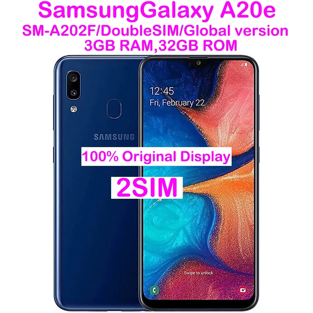 Samsung Galaxy A20e Usato, Smartphone Android, Edizione Globale, Dual SIM, 5.8 Pollici 720x1560, Impronta Digitale Posteriore, NFC, Ricondizionato