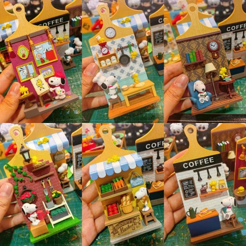 Genuine Re-Ment Snopy's Wall-Mounted Panel Series Blind Box Capsule Toys Collectible Model Desk Ornaments Festival Gift Toys