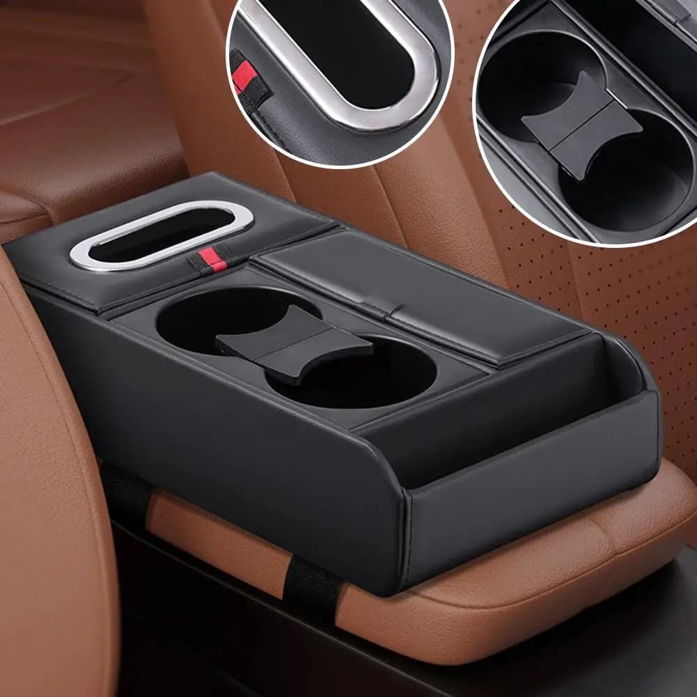 Organizzatore di scatole per braccioli per auto Vassoio portaoggetti di lusso con portabicchieri Scatola per fazzoletti Accessori per console centrale multifunzione Interni auto