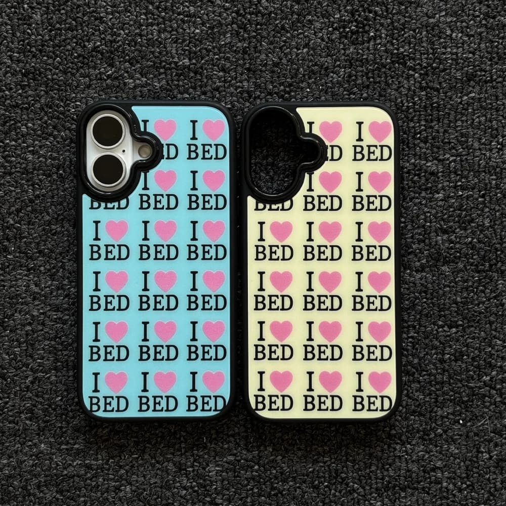 Ins Full Screen "I Love Bed" Couple Phone Case For iPhone 18 ULTRA 17 16 15 14 13 12 11 Pro Max XR XS 7 8 Plus 17air Matte Cover
