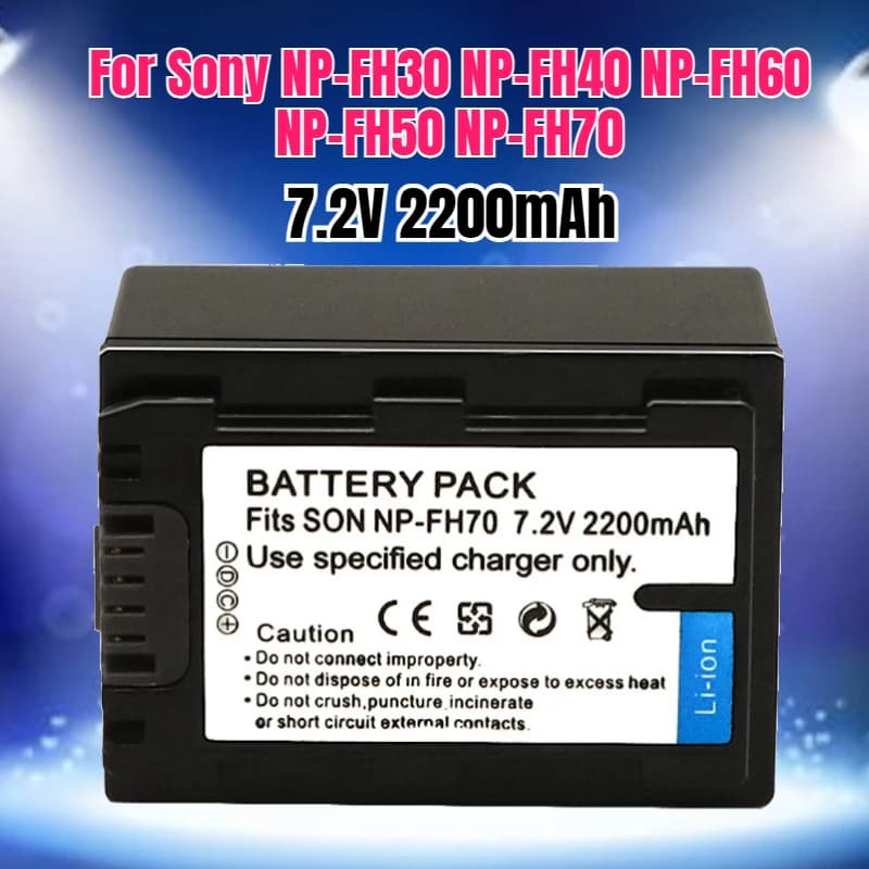 Batteria Ricaricabile 7.2V 2200mAh NP-FH70 per Fotocamere Sony Serie NP-FH30 NP-FH40 NP-FH60 NP-FH50 NP-FH70 HDR-XR