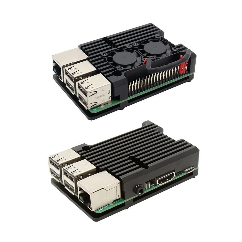 For Raspberry Pi 3 Model B+ - Aluminium alloy housing without double cooling fan