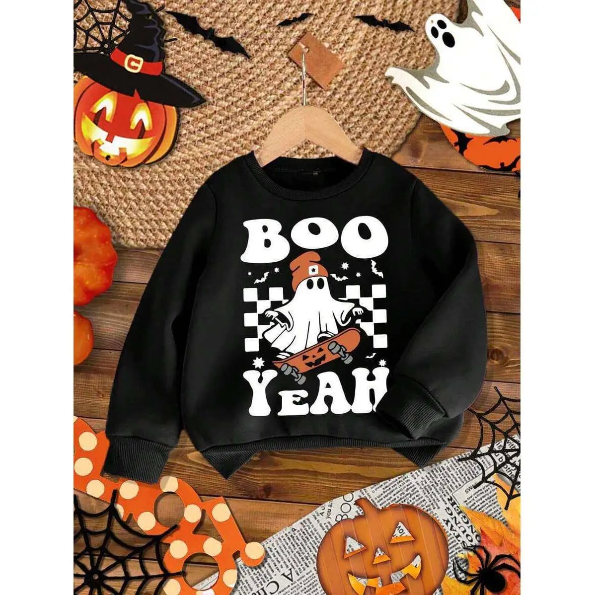 Halloween Print Hoodie Unisex Loose Fit Comfortable Polyester Fabric Casual Sweatshirt for All Ages Easy to Wear And Care