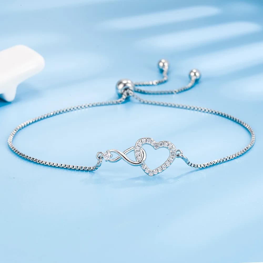 Braccialetti con zirconi a forma di cuore in argento sterling 925 per donna Accessori di gioielleria di lusso da designer Regali per le vacanze