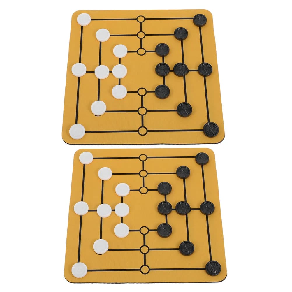 Set di 2 Giochi da Tavolo Strategici Nine Men's Chess, Portatile per Riunioni Familiari e Viaggi, Rompicapo per l'Intelligenza