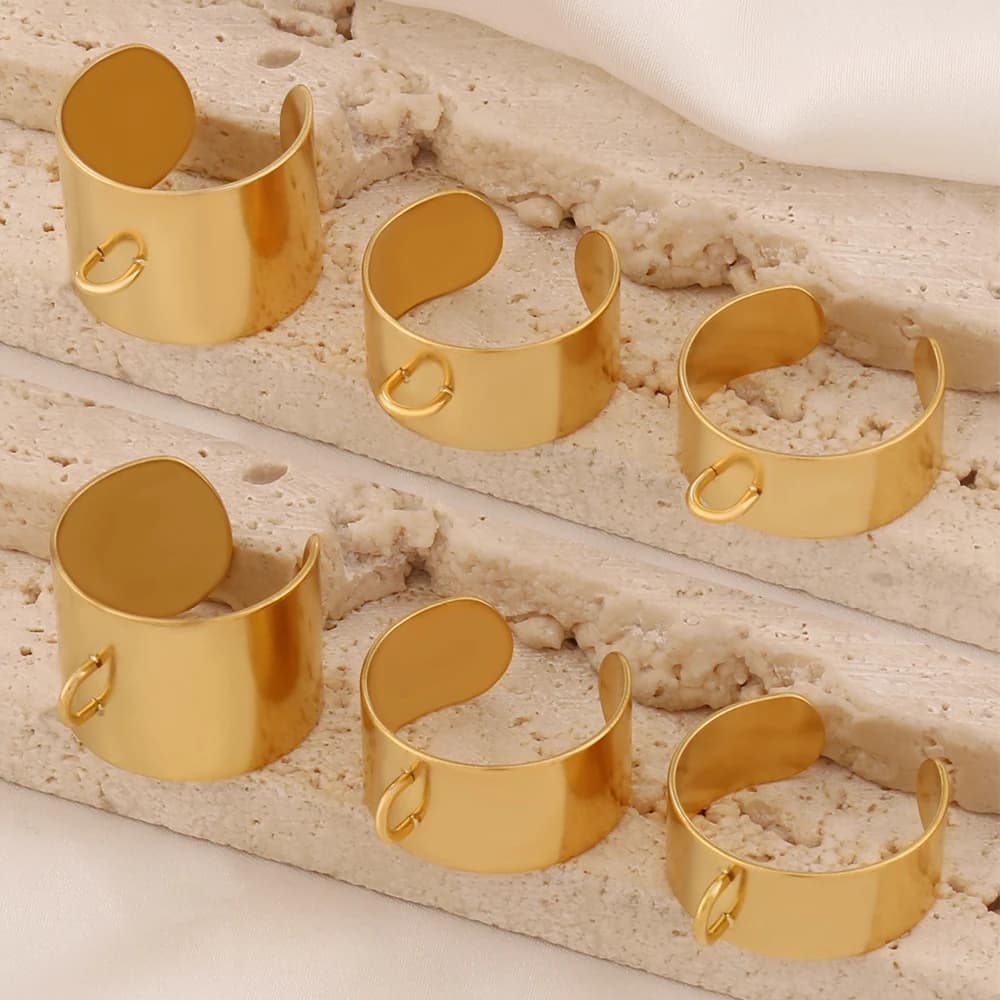 2 pezzi 8/10/15mm anelli aperti regolabili in acciaio inossidabile impostazioni base per gioielli fai da te forniture per la creazione di anelli vuoti risultati sfusi