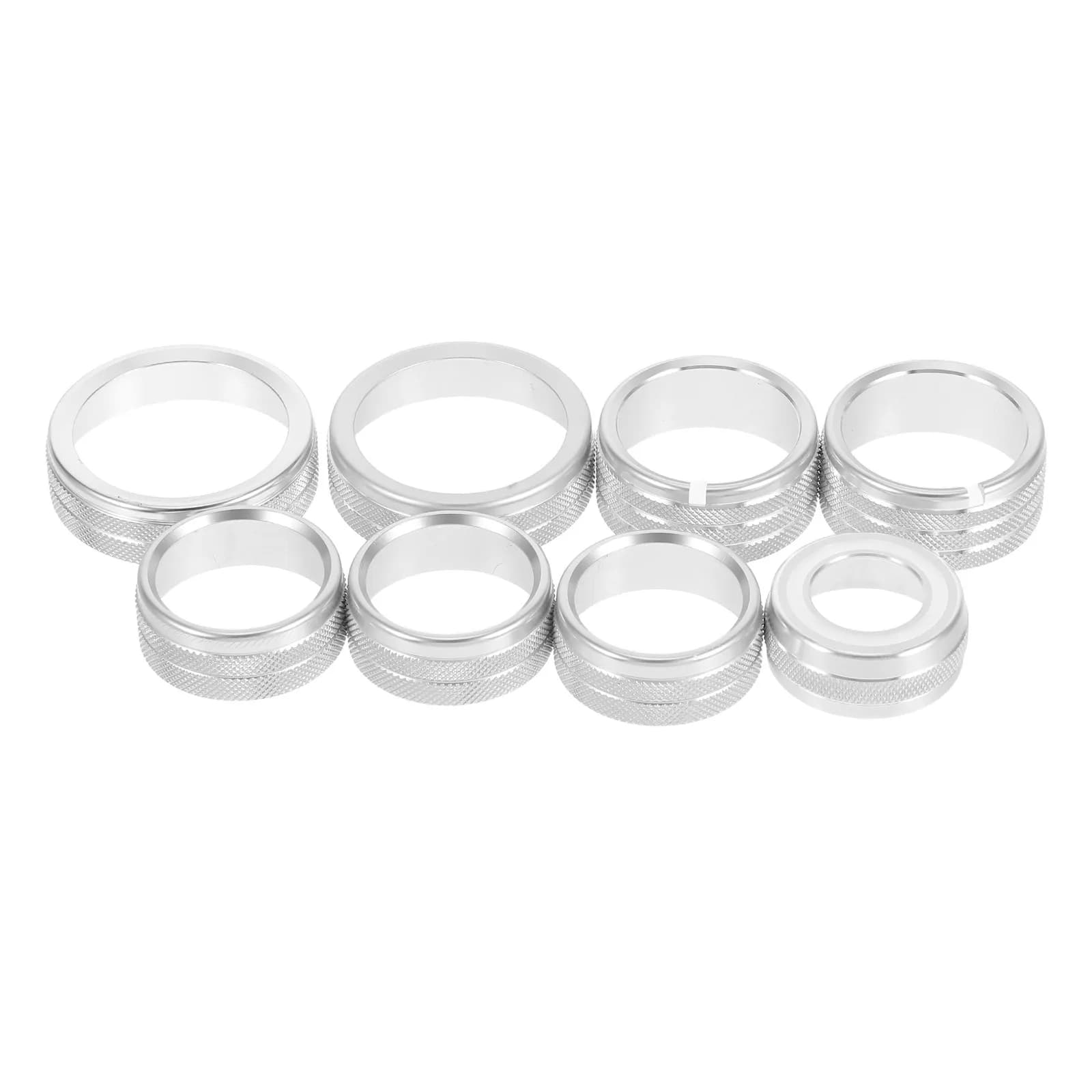 8Pcs Interior Decoration Knob Trim Ring Aluminum Alloy Center Console Knob Cover Scratch Resistant Car Volume Control