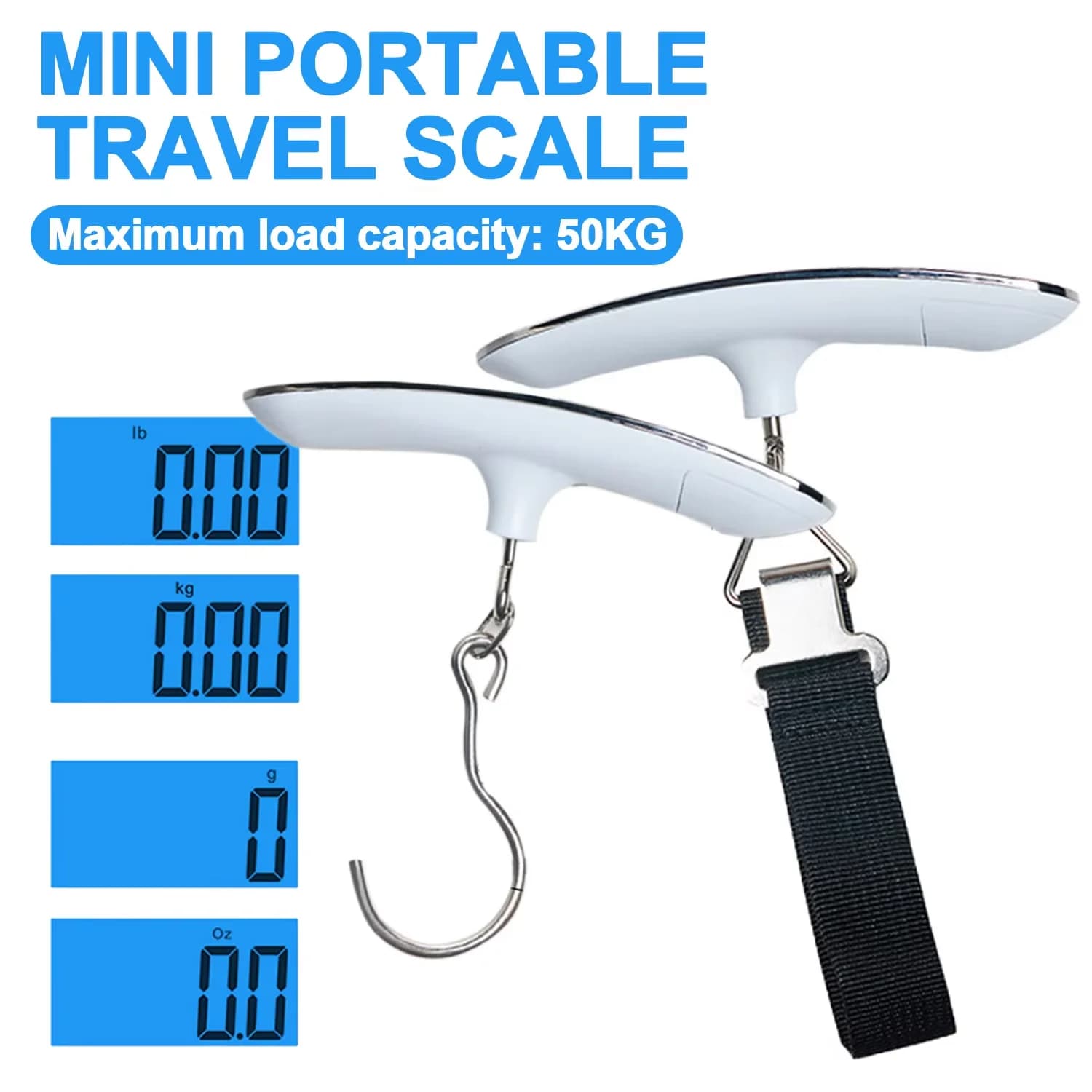 50kg/50g Bilancia digitale LCD portatile Bilancia elettronica per bagagli Valigia Borsa da viaggio Bagagli Peso Appeso Bilancia Strumenti di equilibrio