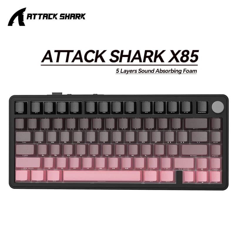 Tastiera Meccanica RGB Attack Shark X85 | Tastiera Bluetooth 2.4G Tri-Mode con Tasti Hot-Swap e Manopole in Metallo, Compatibile con Win e Mac