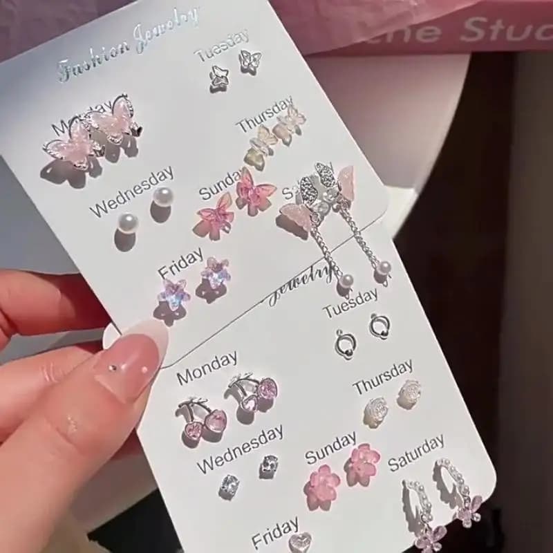 Cute 7 Pairs Butterfly Earrings Forest Style Sweet Fashion Jewelry for Girls Mother's Day Gift for Mom