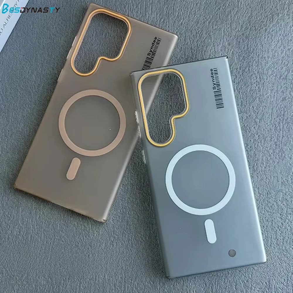 Per Samsung Galaxy S25 Ultra S24 Plus S23 S22 S21 INS Etichetta Caricatore wireless magnetico opaco Custodia rigida Magsafe Cover traslucida
