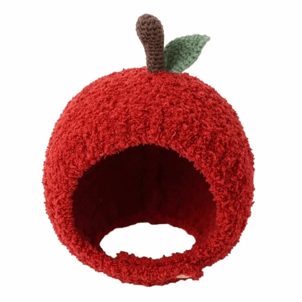 Cappello Morbido e Caldo a Forma di Mela per Bambini, Antivento, Rosso, con Protezione per le Orecchie, Berretto Spesso per Esterni