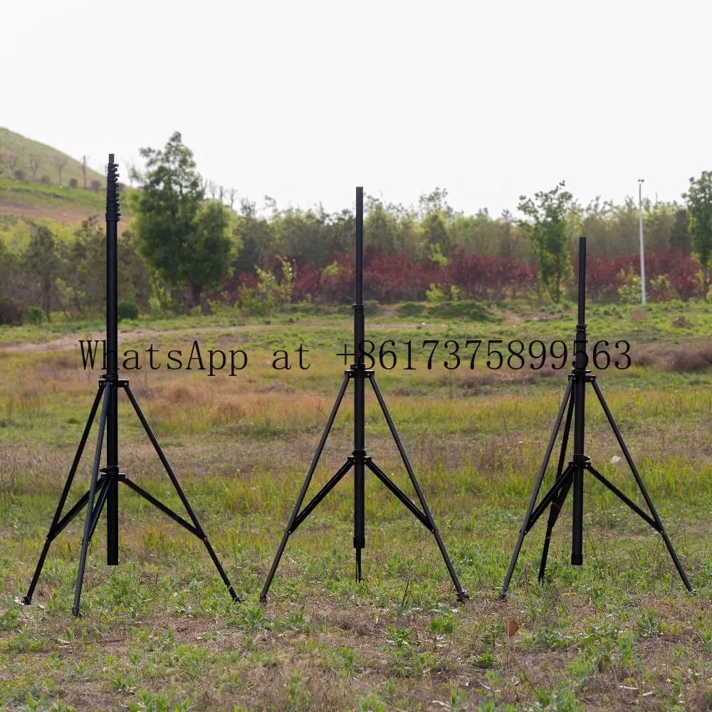 Treppiede Telescopico in Fibra di Carbonio da 6m, 8m, 10m per Monitoraggio e Illuminazione Sportiva con Attacco da 1/4