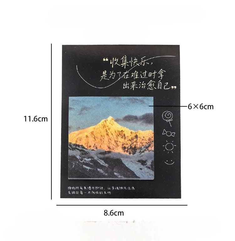 Wholesale Scenery Themed Sticky Notes Aesthetic Healing Memo Pad Self-Adhesive Decorative Landscape Stickers