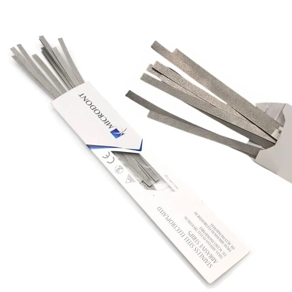 MICRODONT Dental Polishing Stick Strips 4mm Stainless Steel Tooth Enamel Grinding Polyester Fiber Alumina Plated Sanding Strip