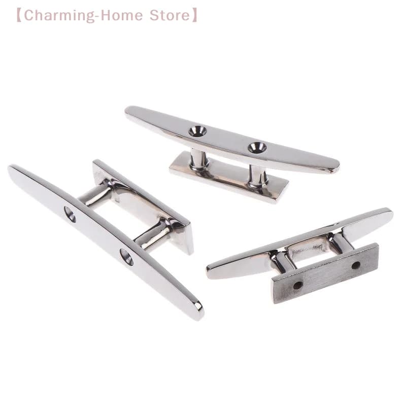 【M】1Pc 4" 5" 6" Combo Mooring Cleat 2 Hole 316 Stainless Steel Polished Boat Cleats For Marine Boat Deck Rope Tie Yacht Hardware