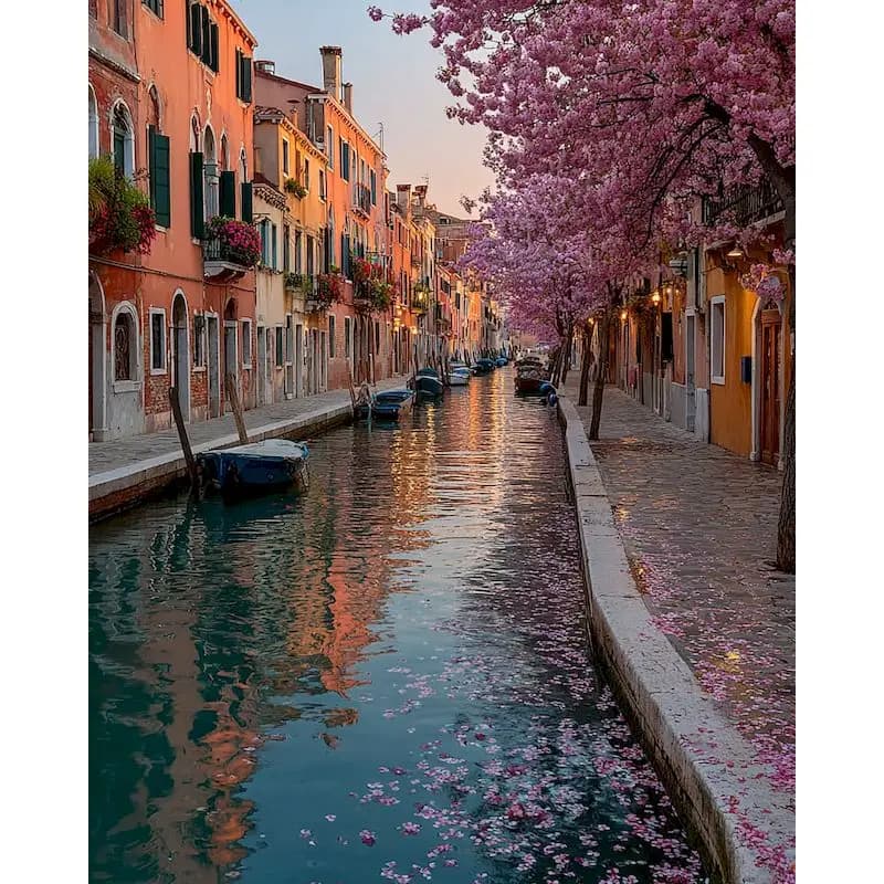 CHENISTORY Paint By Numbers For Adults Cherry Blossom Coloring by Numbers Kit Landscape HandPainted Gift Acrylic Paints Diy Idea