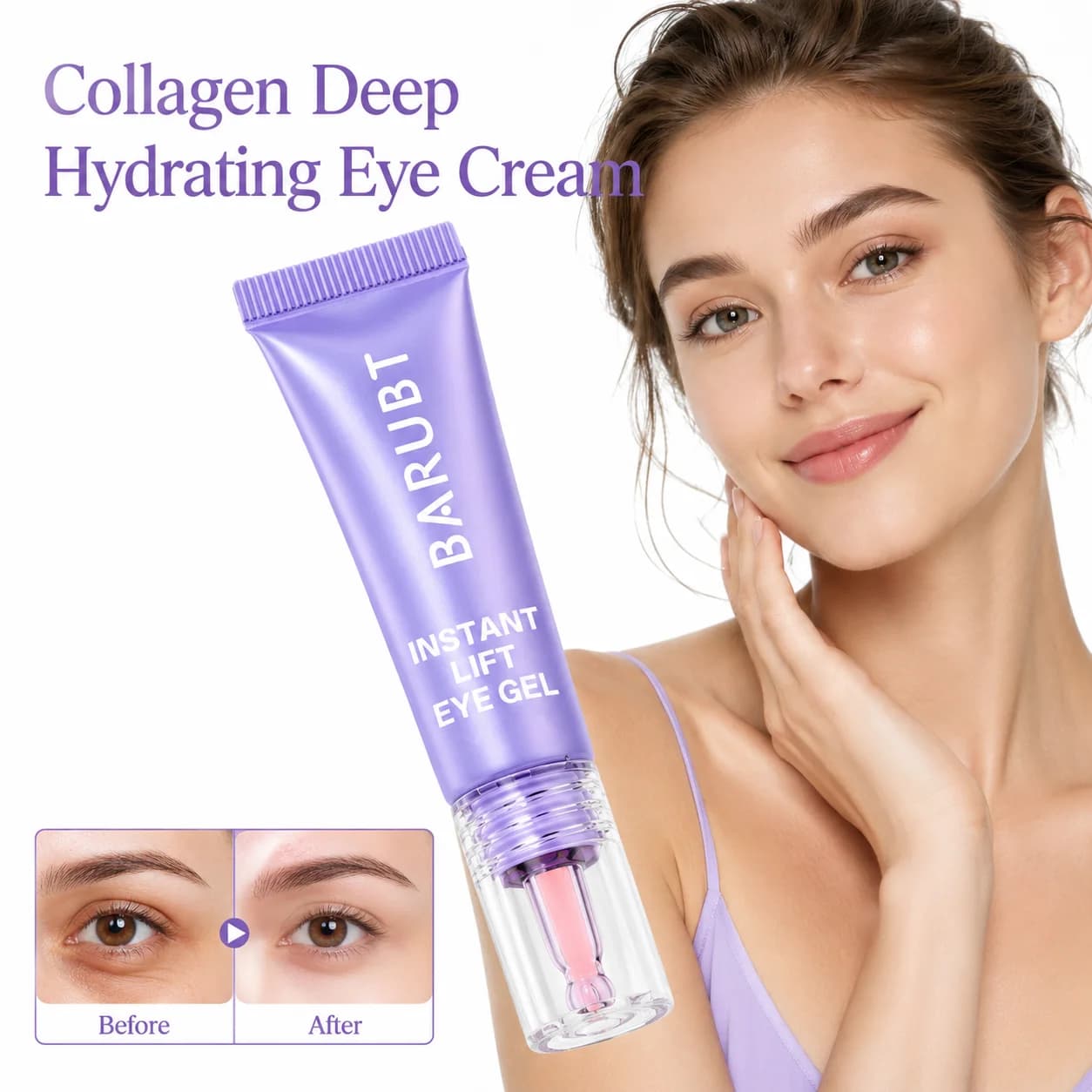 Collagen Firming Eye Cream with Microalgae Lightweight Fast Absorbing Moisturizer for Crow Feet Puffiness and Eye Contour