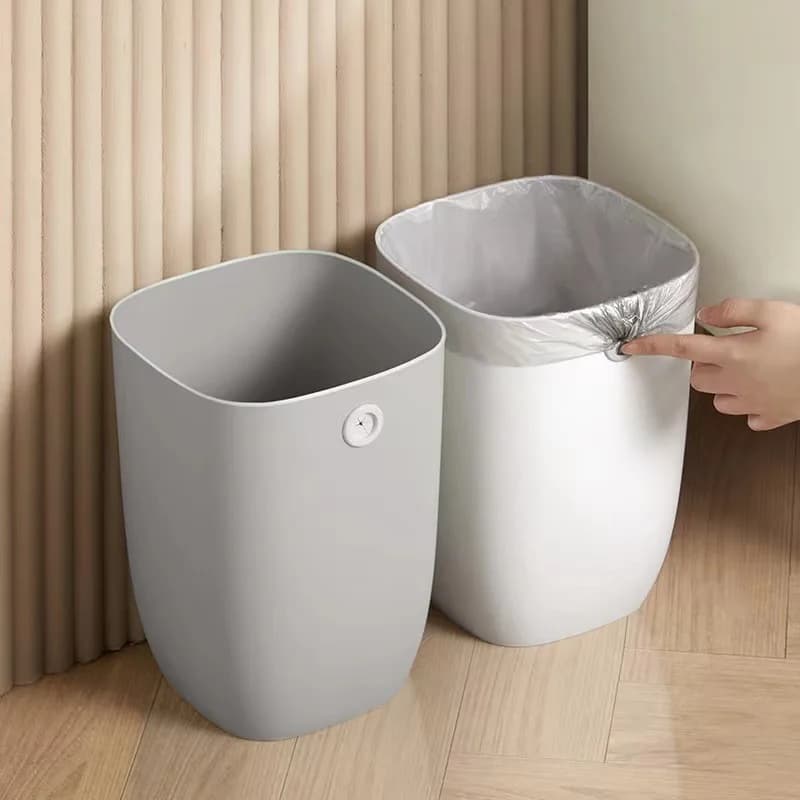 Trash Can Large Capacity Household Living Room Bedroom Garbage Basket Kitchen Pressure-free Ring Large Paper Basket High Value
