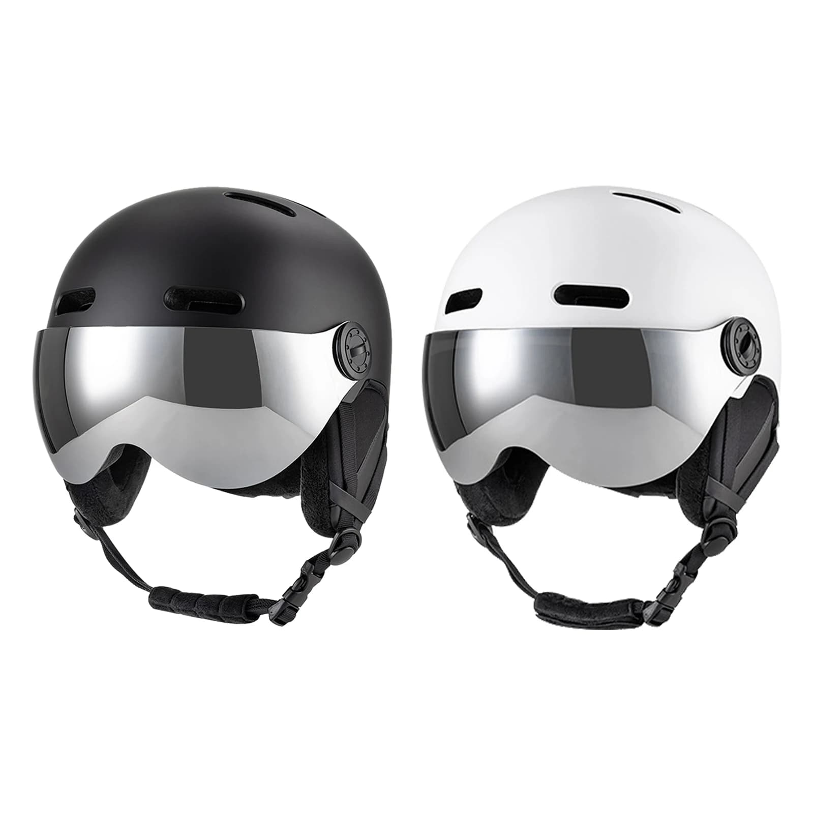 Casco da Sci con Occhiali Integrati, Casco da Snowboard con Fodera Rimovibile, Protezioni per le Orecchie, Casco per Sport Invernali con 12 Prese d'Aria