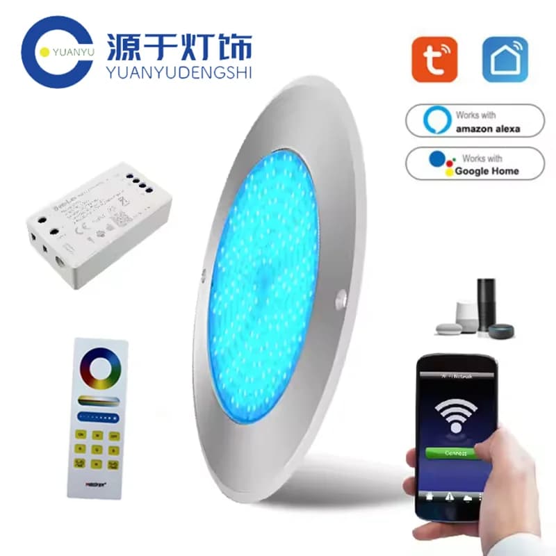 Un Set Smart Tuya IP68 Luce per piscina 18W 25W 35W Controllo APP mobile Decorazione per feste in piscina Acciaio inossidabile RGB sommergibile