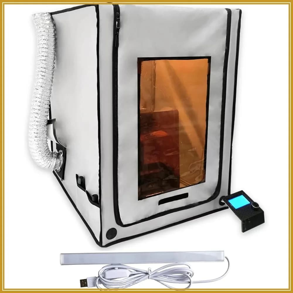 Tenda Ignifuga Multifunzione 3-in-1 per Stampante 3D, Protezione per Incisore Laser, con Estrattore di Fumi e Asciugatore Filamenti