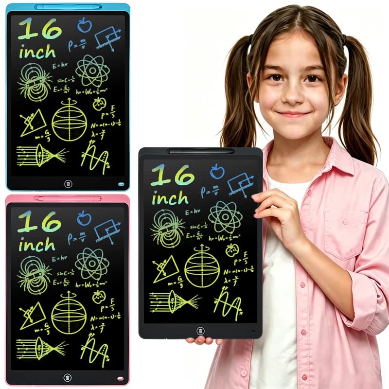 Tavoletta da disegno LCD da 16 pollici, lavagna elettronica per bambini, lavagna cancellabile, blocco per disegnare, giocattolo educativo, regalo di compleanno