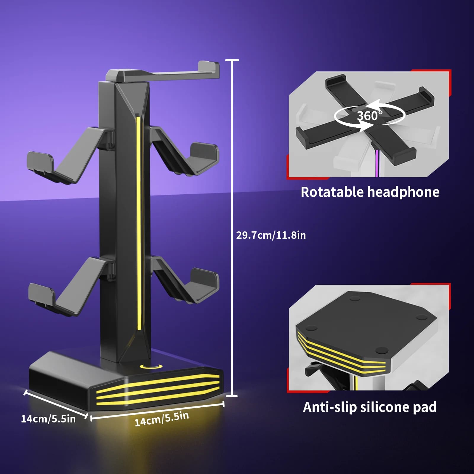 REMANK RGB Universal Game Controller Stand For PS5 PS4 Xbox Switch 2 With USB Multiple Light Modes Headphone Stand Bracket Hook