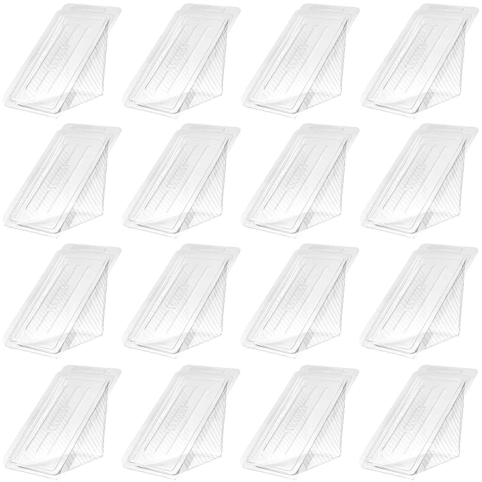 50 pezzi scatola di imballaggio per panini contenitore per alimenti in plastica mini custodia usa e getta per scatole per torte triangolari contenitori per hamburger coperchio trasparente
